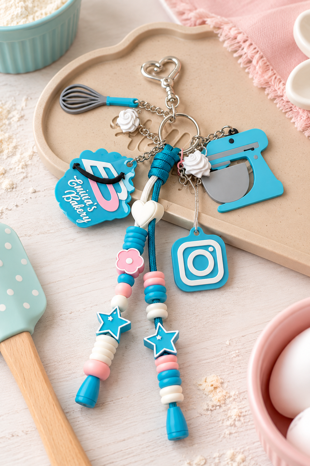 Personalized Baker Keychain – Custom Name & Mixer Charm