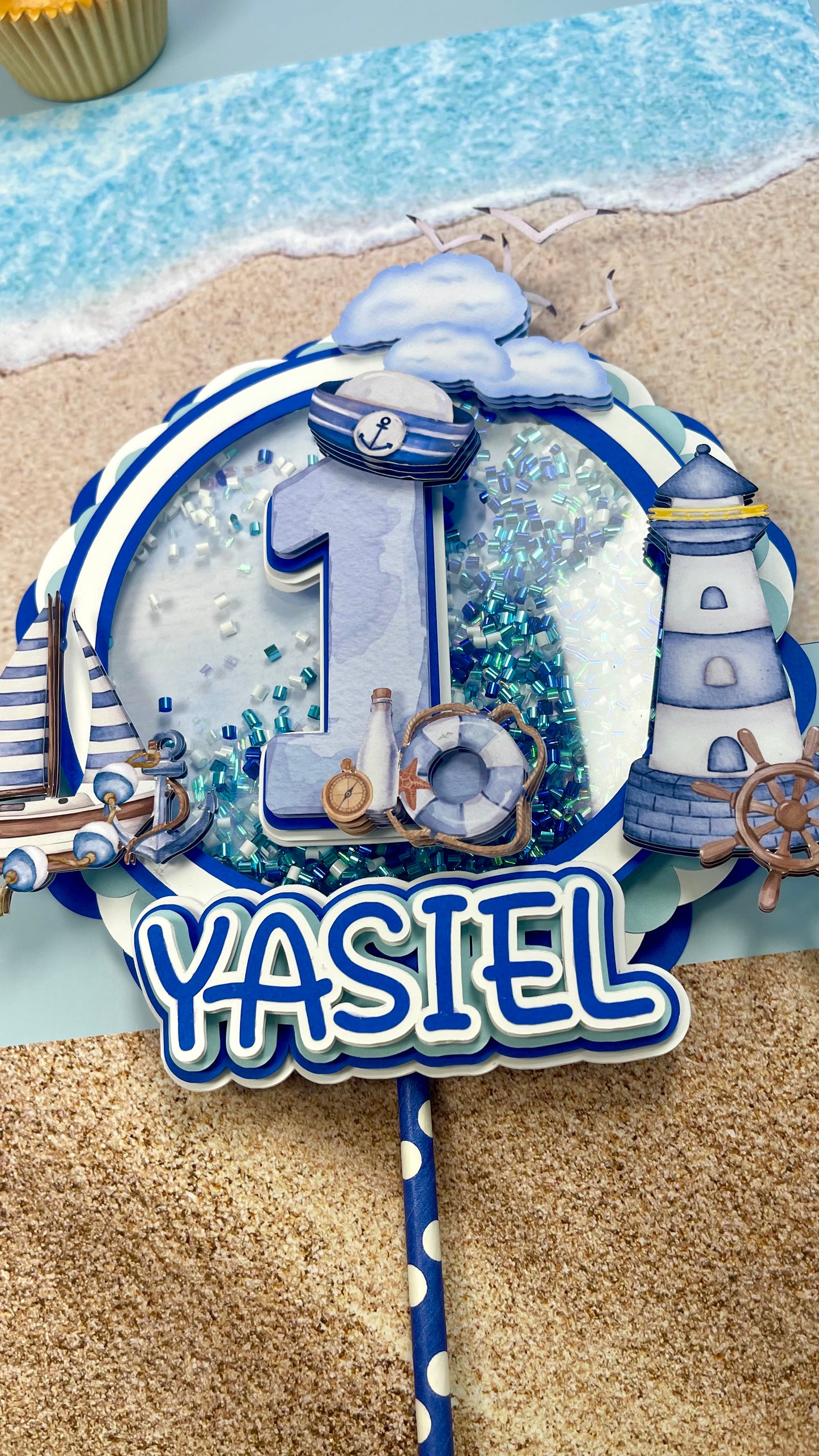 Personalized Título para Etsy / Instagram: Nautical Birthday Topper | Personalized Sailor Theme Cake Decoratio – product det…