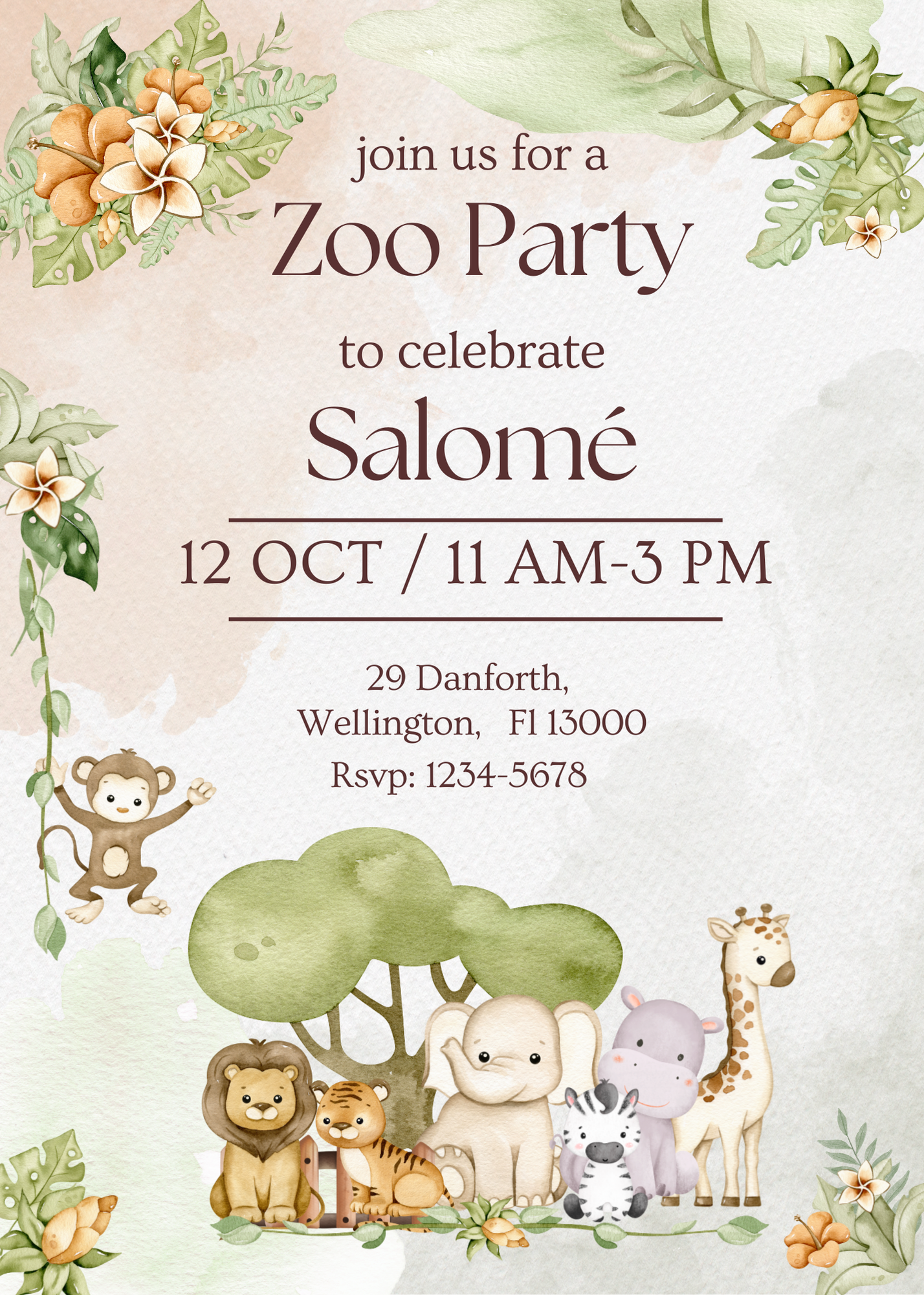 Nyala Safari | Printable Two Wild Welcome Sign Template – Black Bow Studio, image size:1428x2000