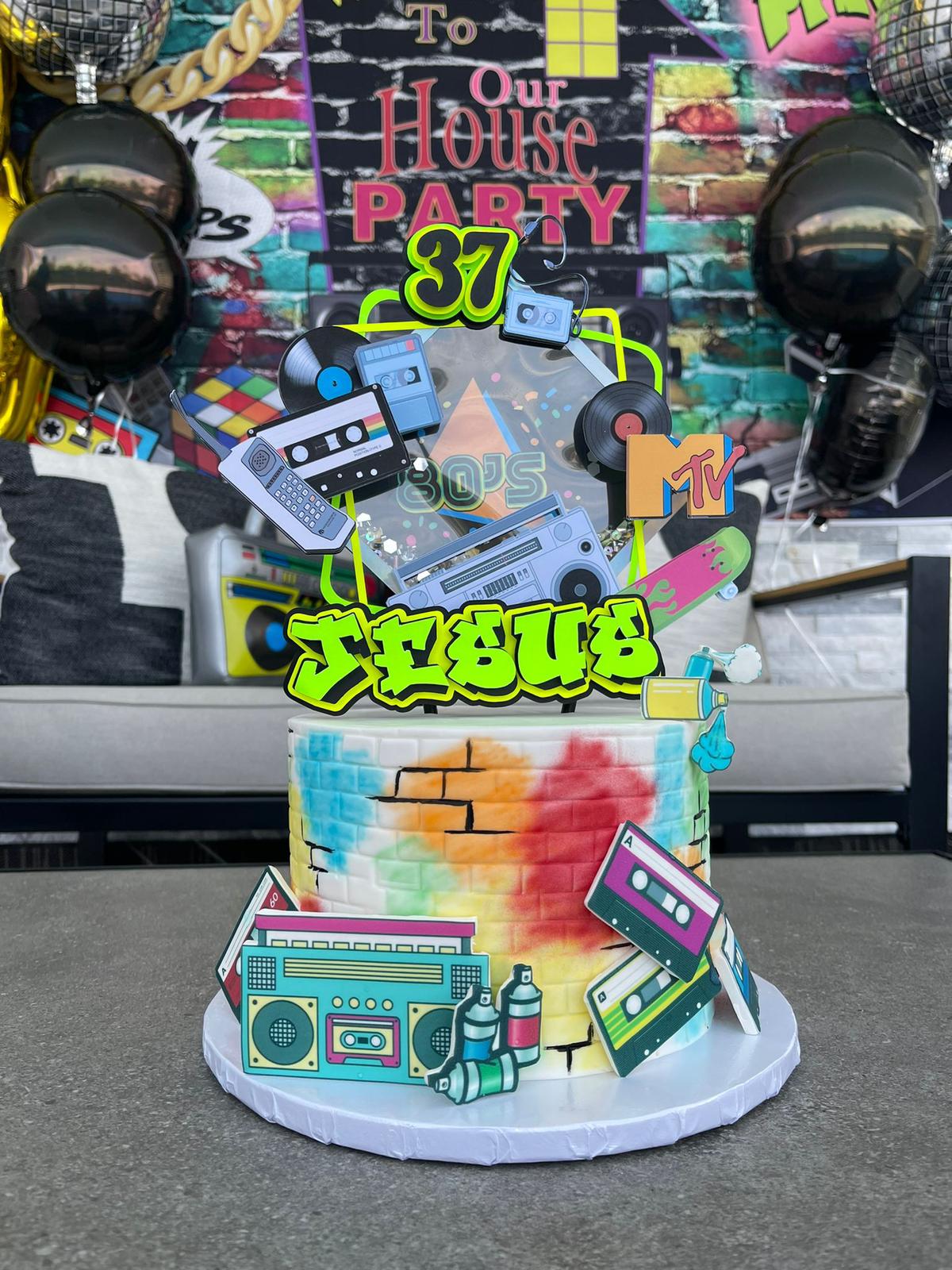 80’s Neon cake topper