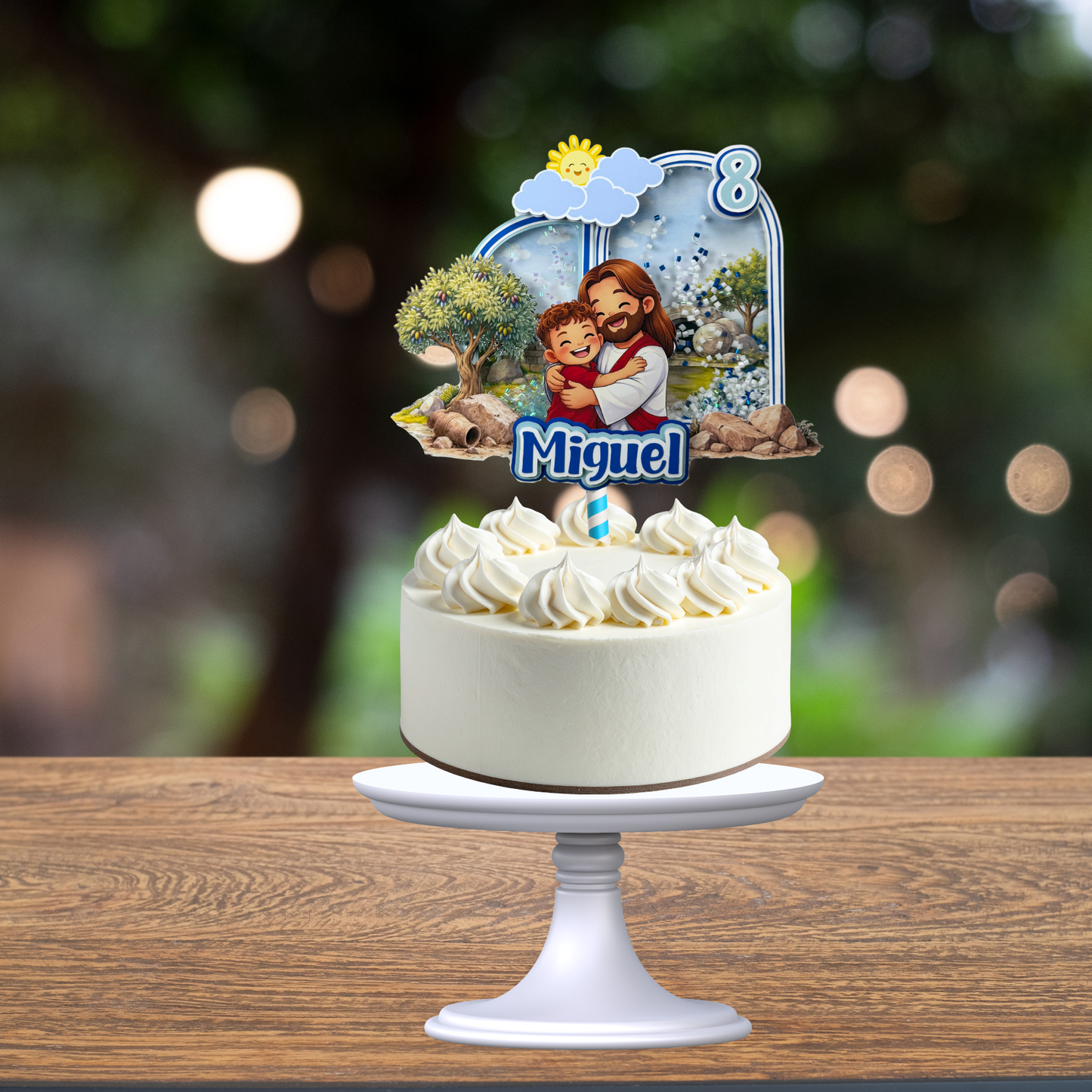 Jesus Birthday Cake Topper for Boys – Personalized Name & Age | Christian Party Decoration