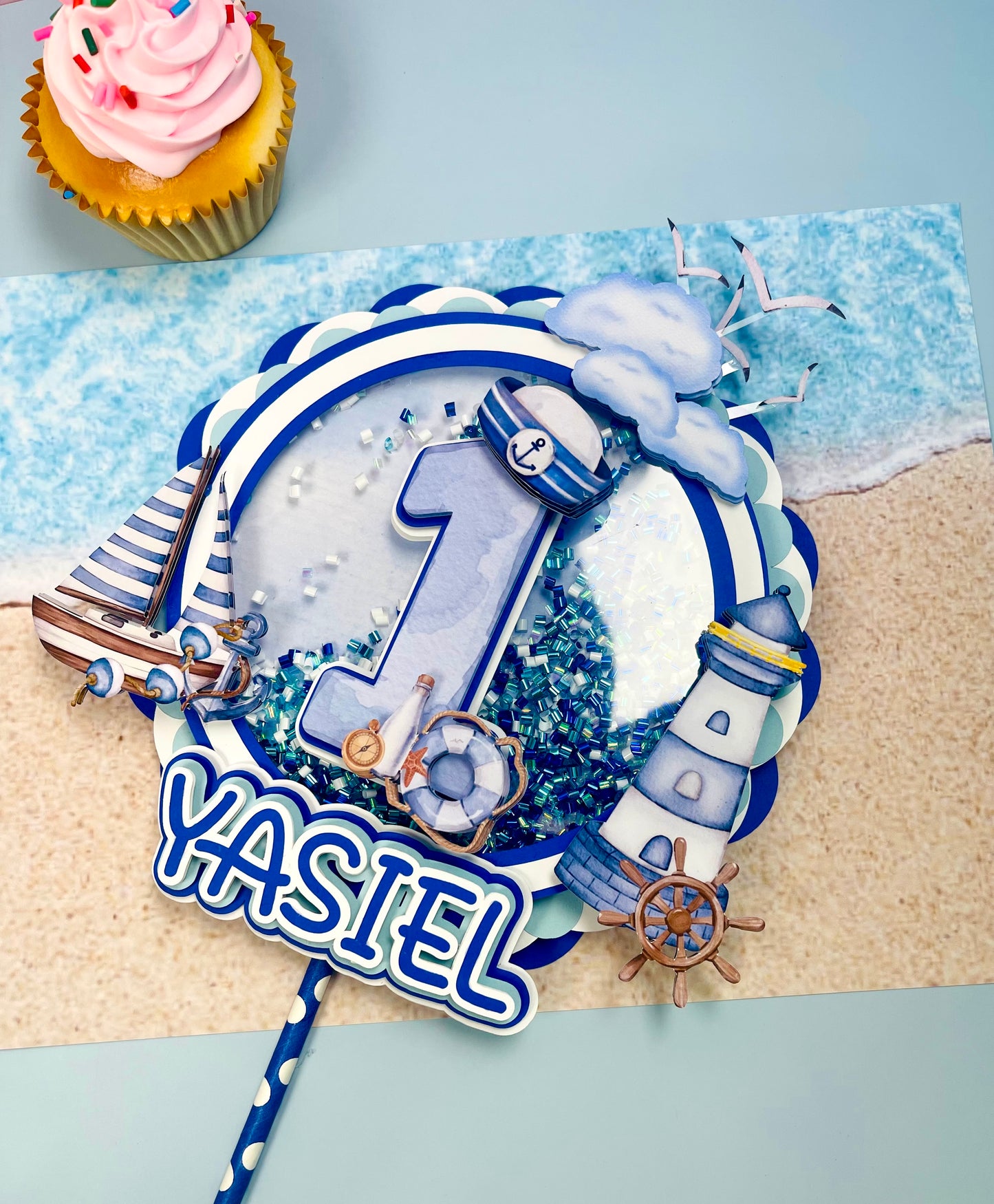 Personalized Título para Etsy / Instagram: Nautical Birthday Topper | Personalized Sailor Theme Cake Decoratio – product det…