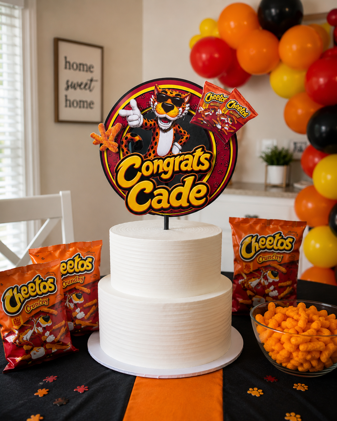 Personalized Cheetos Cake Topper | Chester Cheetah Birthday Party Decoration | Custom Name Cheetos Theme Cake Topper