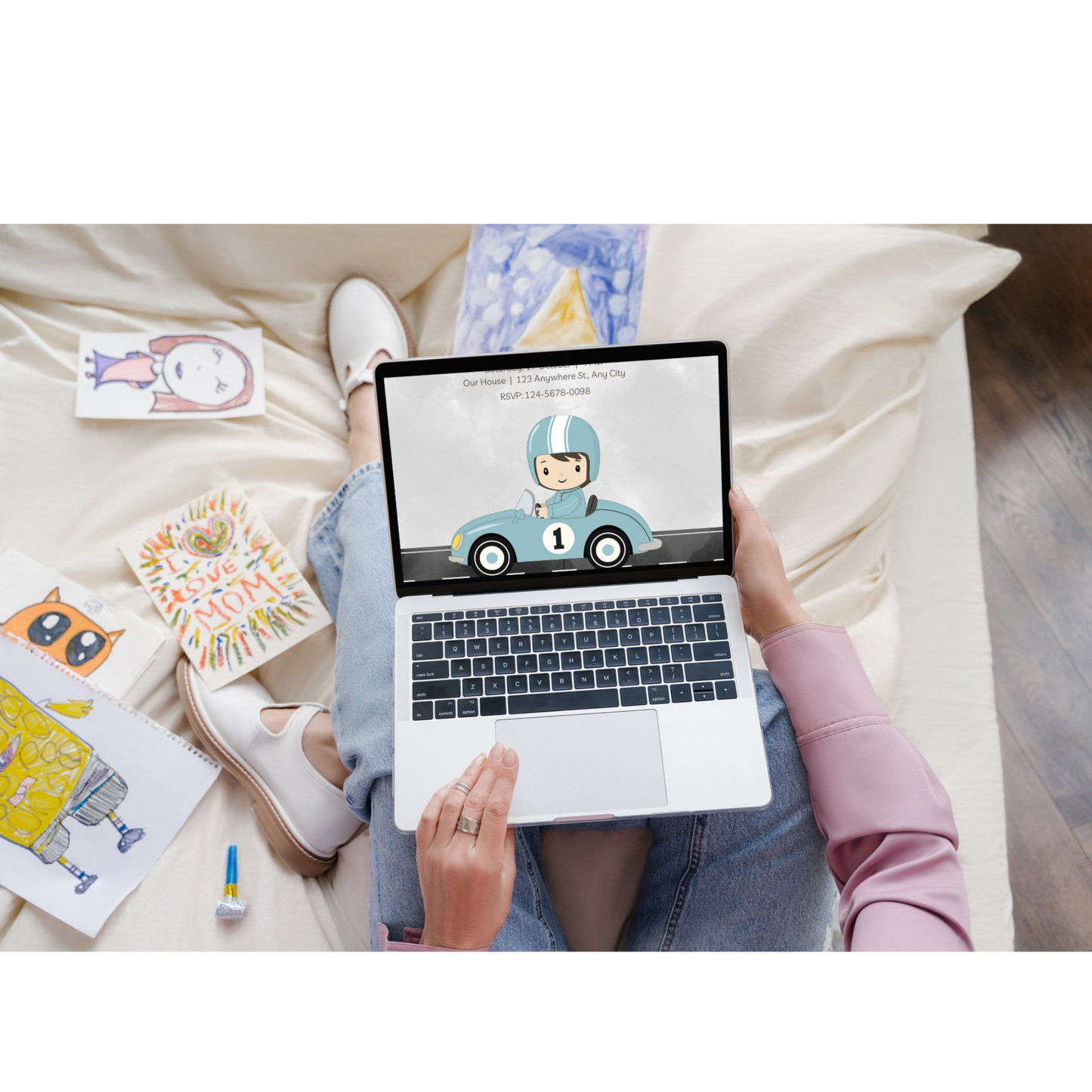 Racing Birthday Invitation | Two Fast | Blue Car | Editable and Personalized | 2-Year-Old Boy | Printable PDF/JPG