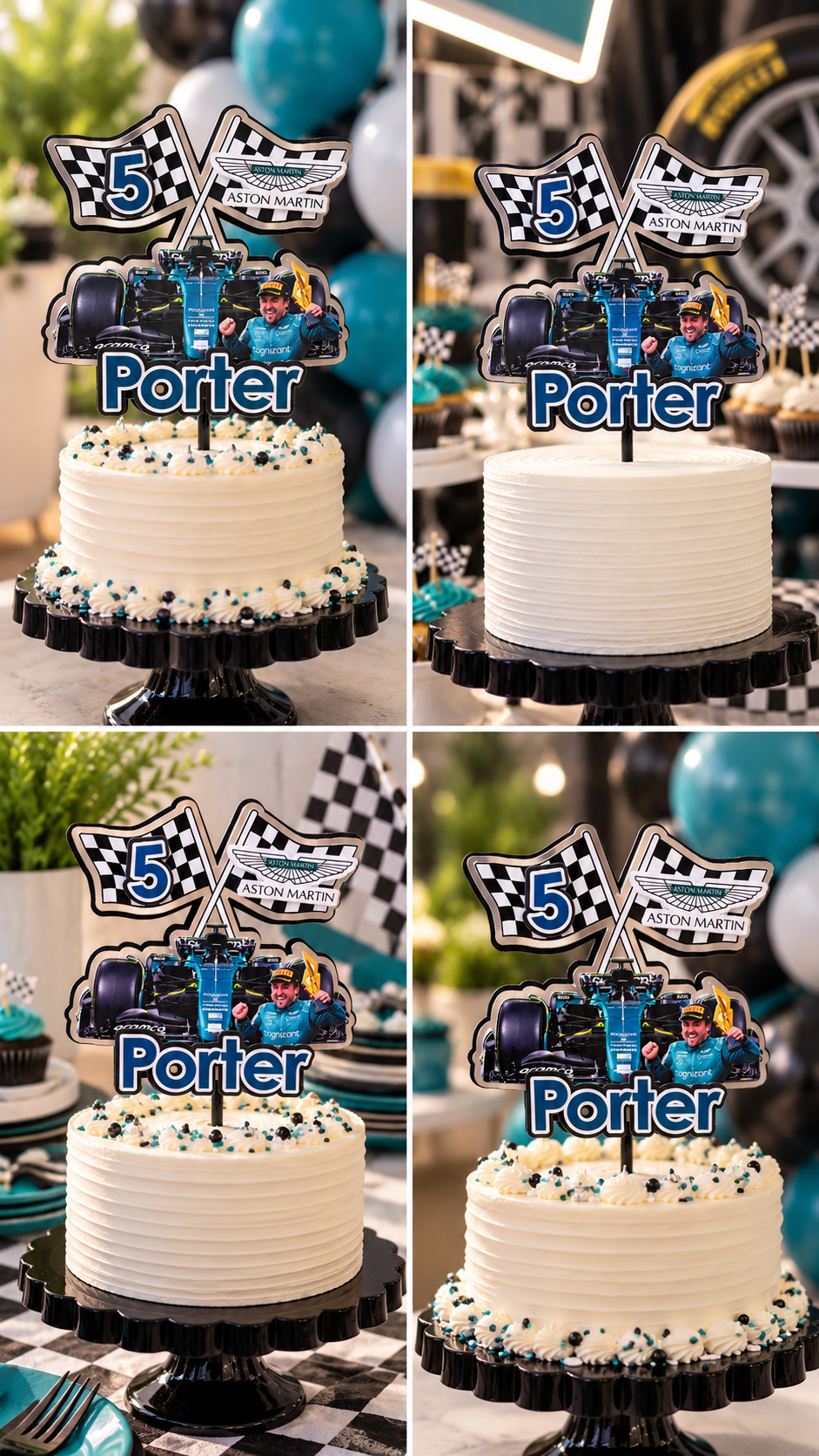 Personalized Aston Martin F1 Racing Cake Topper – Custom Name & Age