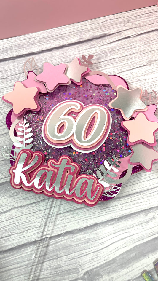 Star Pink Cake Topper // Personalized Cake Topper