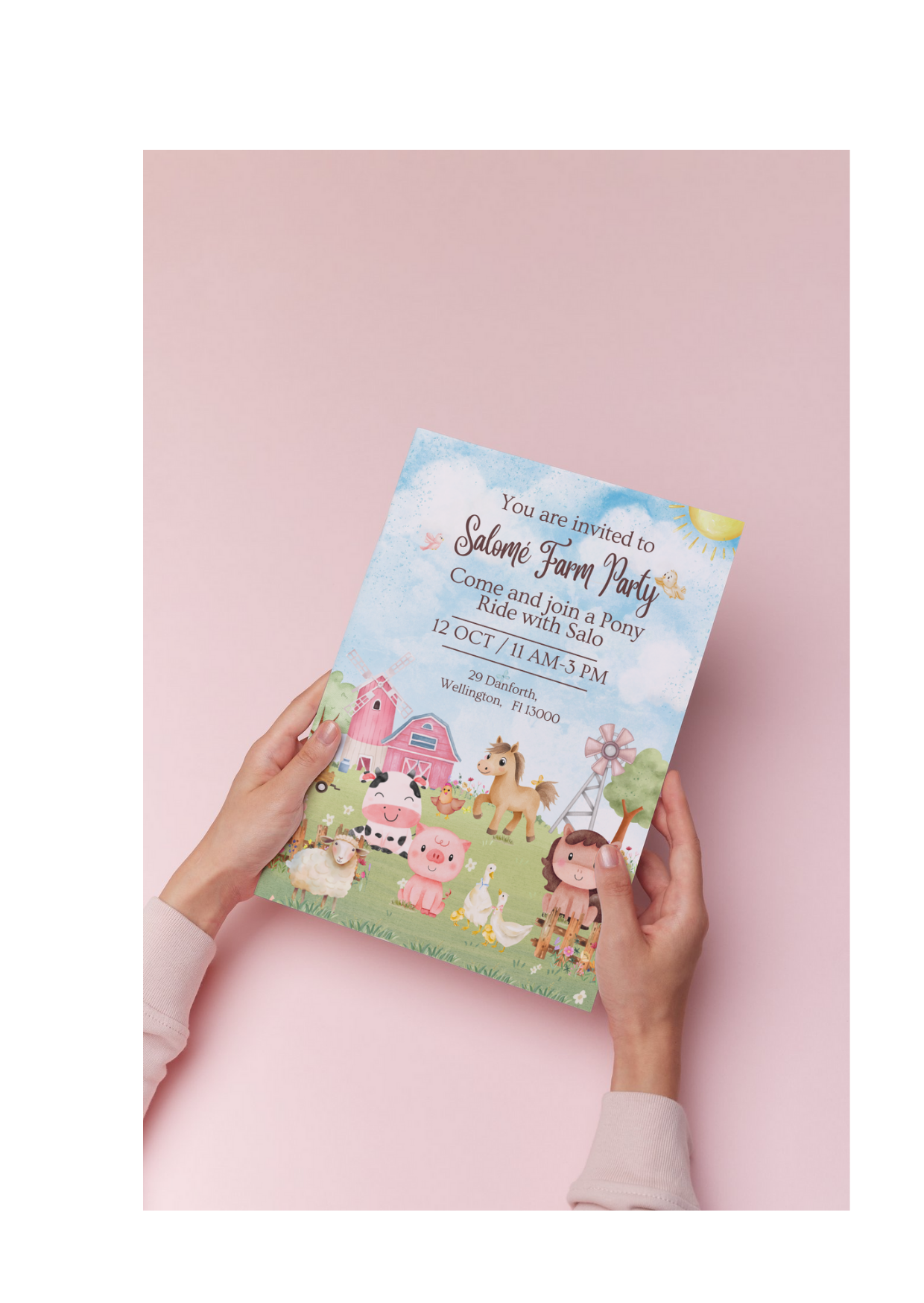 Editable Farm Birthday Invitation | Farm Animal Party | Pony Ride Theme | Canva Template | Instant Download