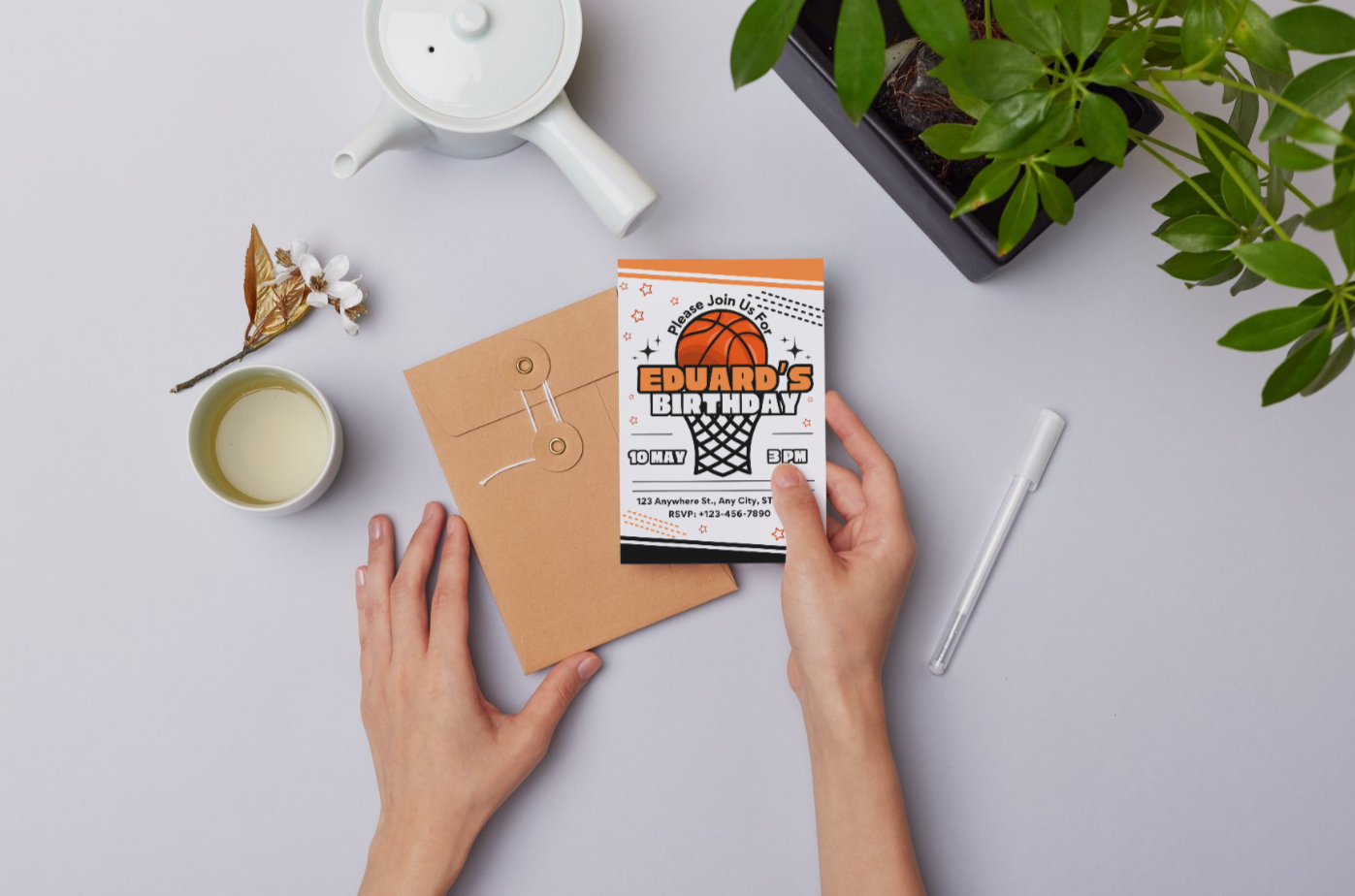 Basketball Birthday Invitation | Sports Party Invite | Editable Canva Template | Instant Download