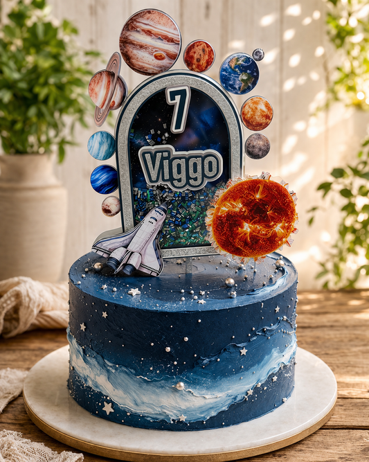 Personalized Space Cake Topper Personalized | Solar System Birthday | Custom Name & Age | Astronaut Rocket The – featured pr…
