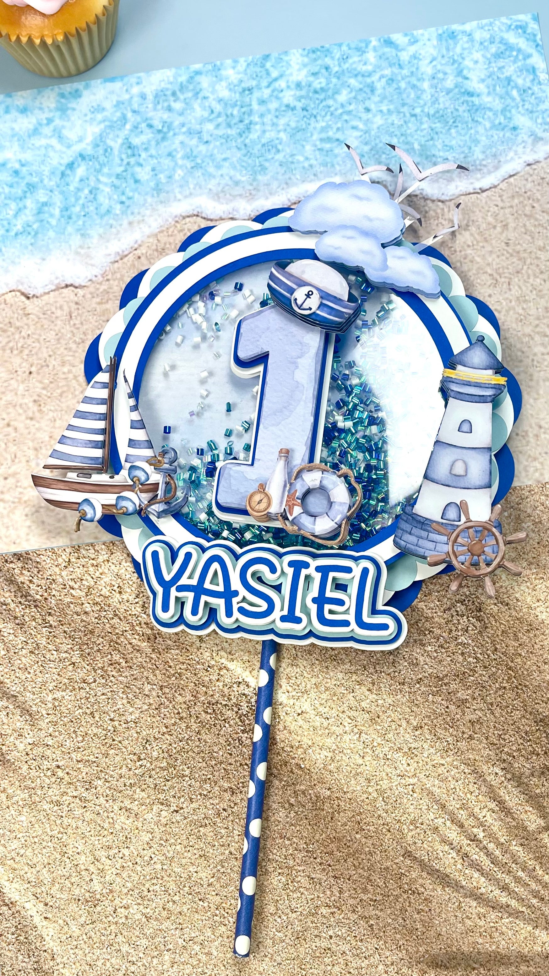 Personalized Título para Etsy / Instagram: Nautical Birthday Topper | Personalized Sailor Theme Cake Decoratio – featured pr…
