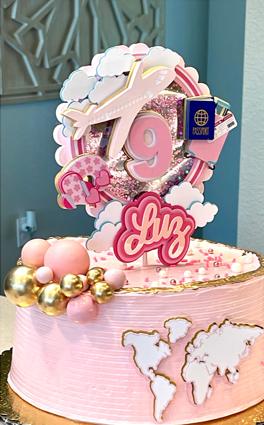 Adventure Awaits cake topper, Adventure Begins party, Time flies cake topper, Travel cake topper, First flight