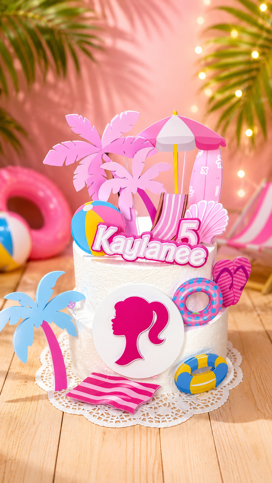 Barbie Beach Cake Topper Set – Personalized Birthday Decoration