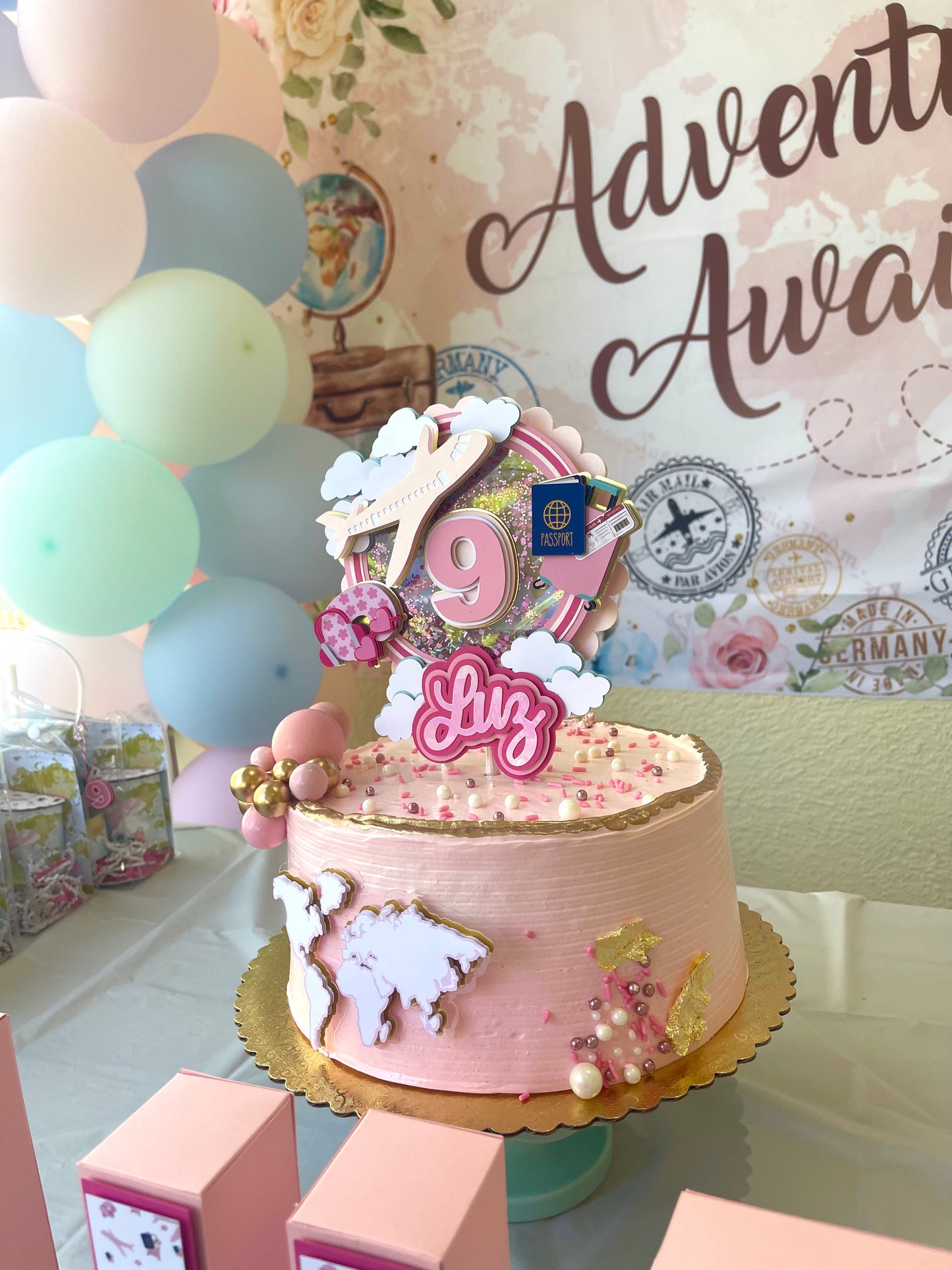 Adventure Awaits cake topper, Adventure Begins party, Time flies cake topper, Travel cake topper, First flight