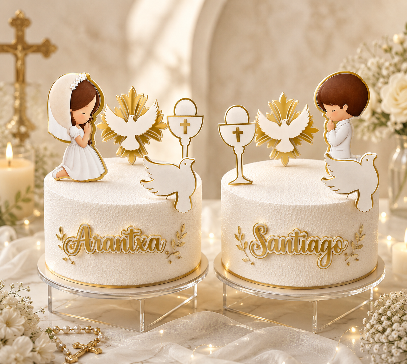 Personalized First Communion Cake Topper for Boy or Girl | Mi Primera Comunión | Baptism Cake Decoration | Custom Name Communion Decor