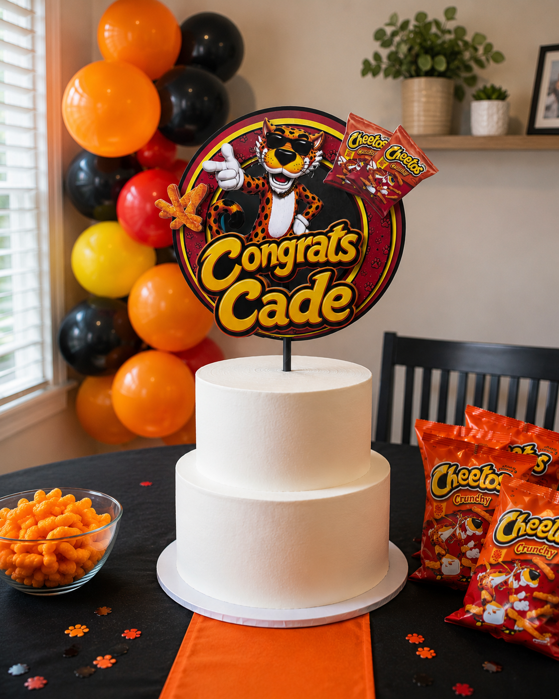 Personalized Cheetos Cake Topper | Chester Cheetah Birthday Party Decoration | Custom Name Cheetos Theme Cake Topper