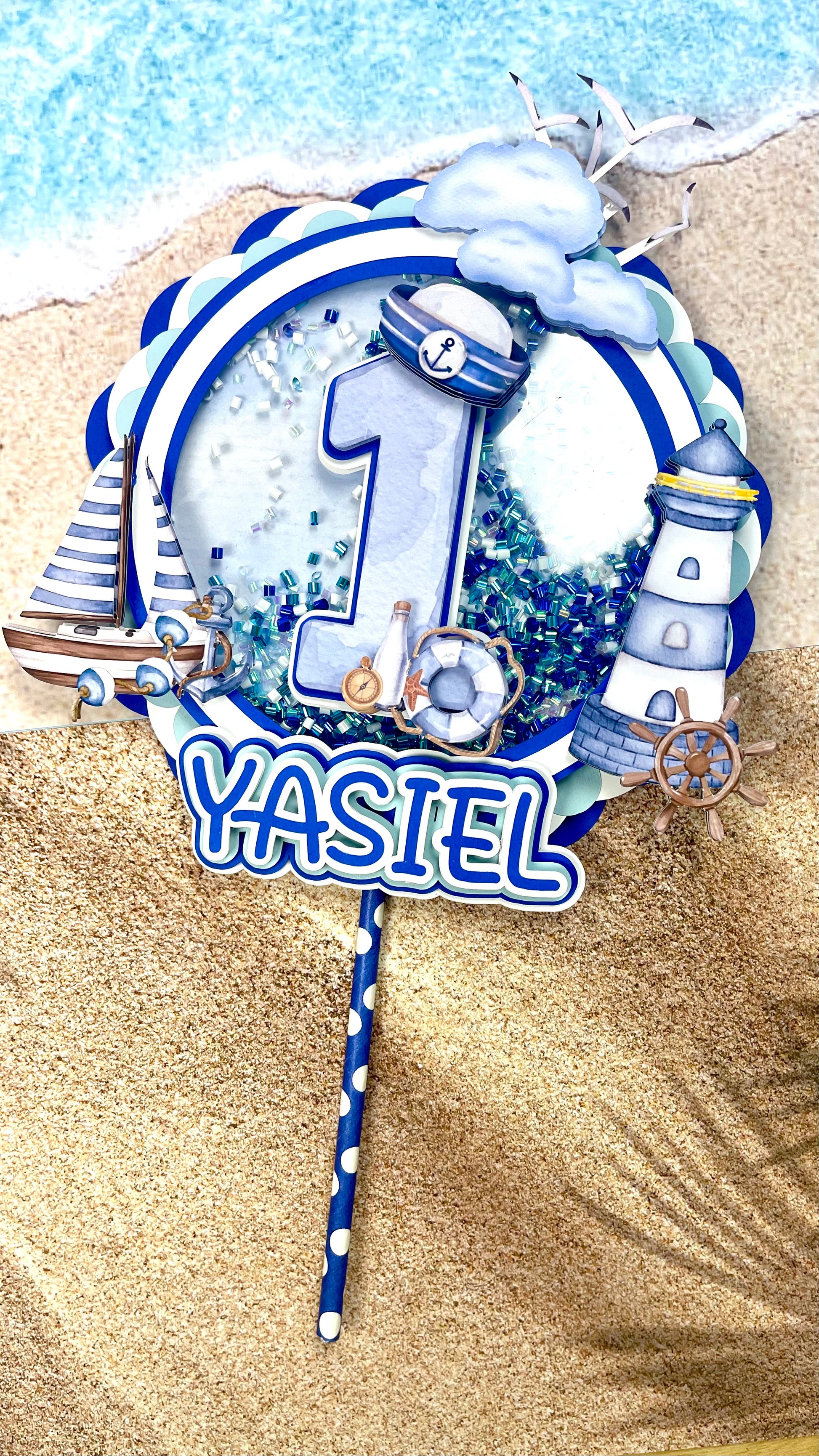 Personalized Título para Etsy / Instagram: Nautical Birthday Topper | Personalized Sailor Theme Cake Decoratio – product det…