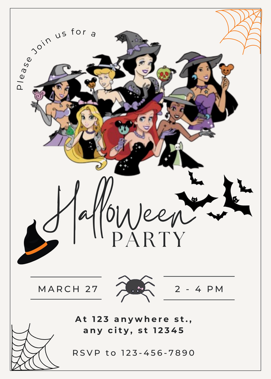 Editable Halloween Party Invitation | Cute Witch & Magic Theme | Canva Template | Instant Download
