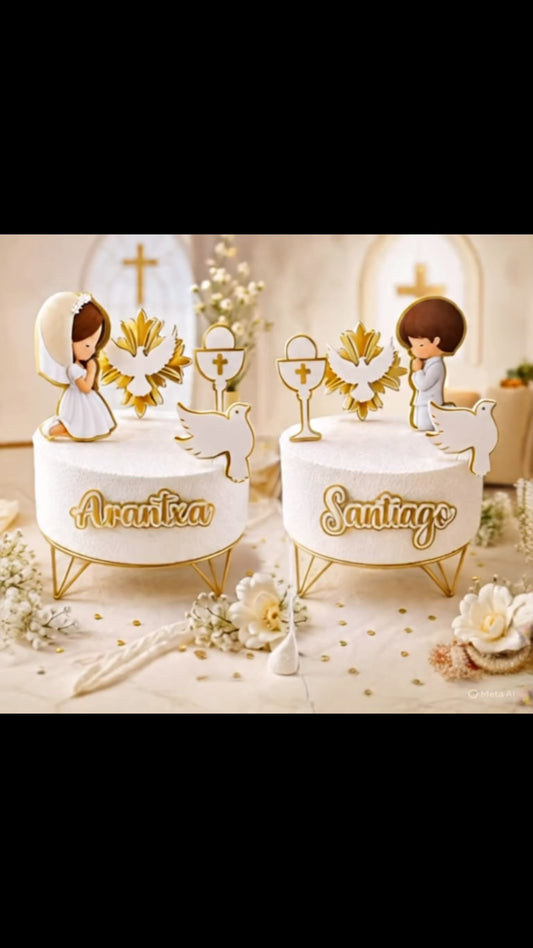 Personalized First Communion Cake Topper for Boy or Girl | Mi Primera Comunión | Baptism Cake Decoration | Custom Name Communion Decor
