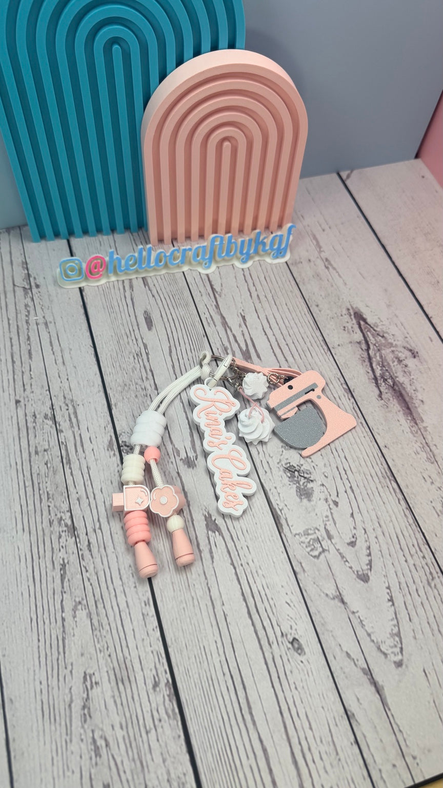 Personalized baker keychain displayed with Hello Craft by KGF backdrop