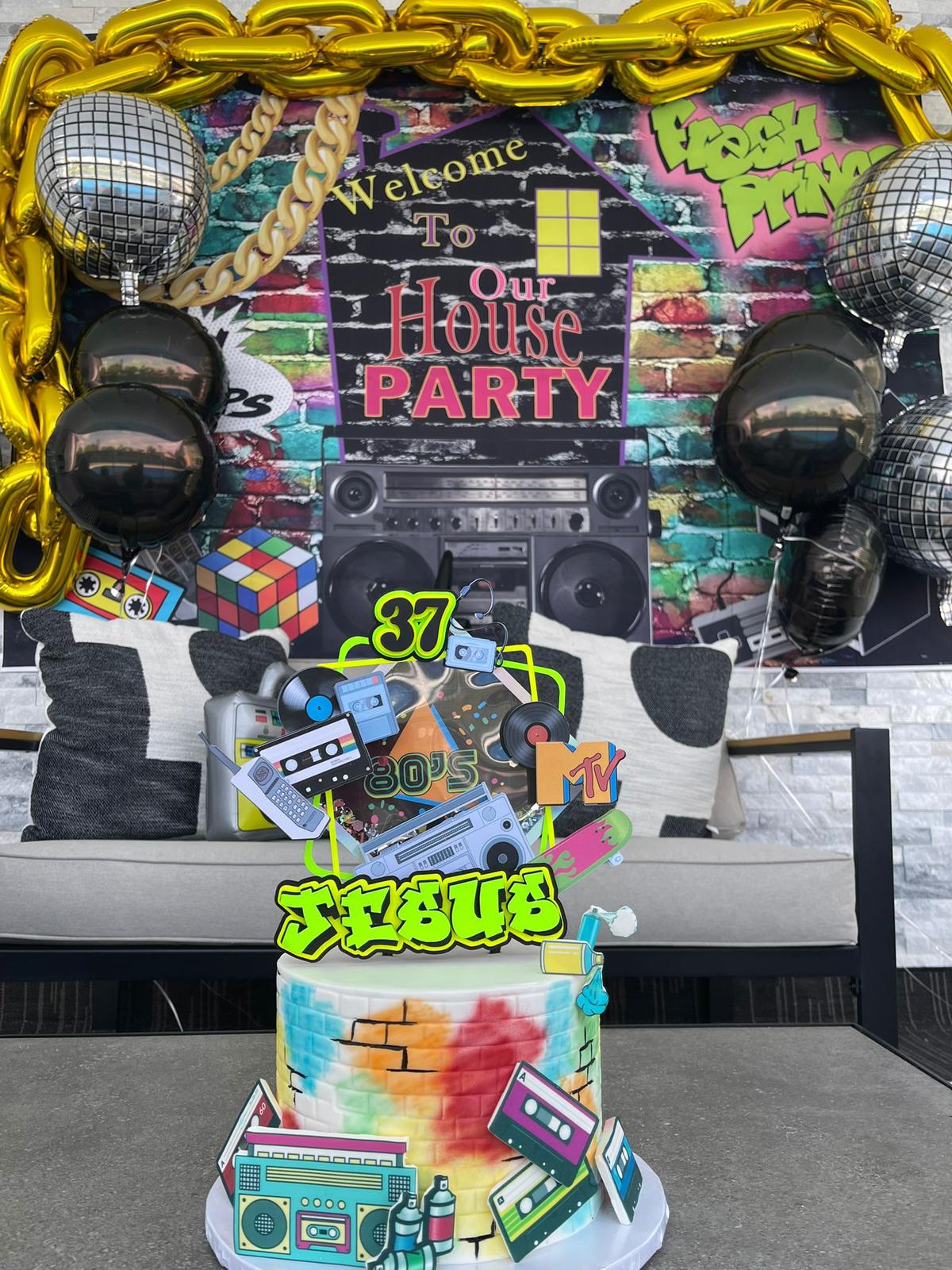 80’s Neon cake topper